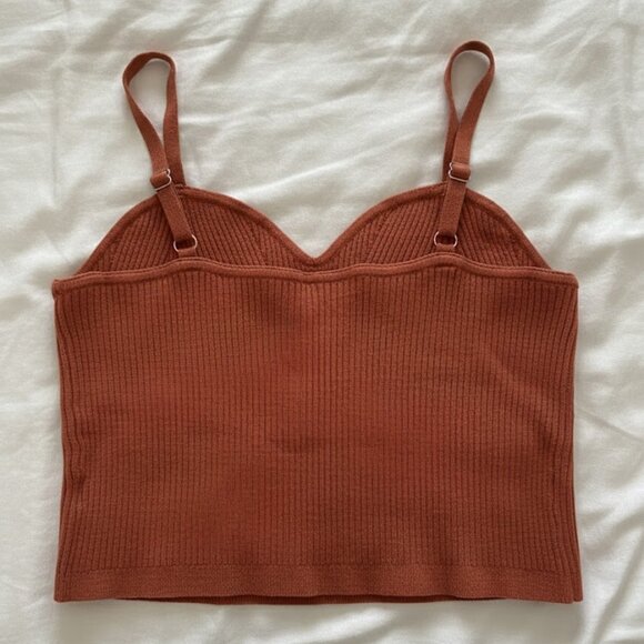 Wild Fable Knit Cropped Tank Top XL – Burnt Orange Ribbed Sweater Cami - Picture 6 of 11